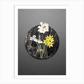 Vintage Corn Lily Botanical in Gilded Marble on Soft Gray Art Print