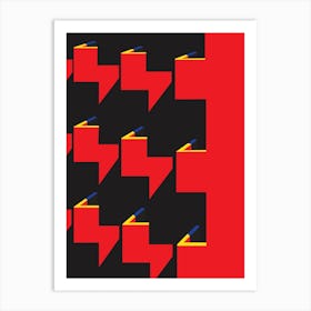 Red Bauhaus Colours & Shadows Art Print