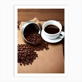 Coffee And Coffee Beans 4 Art Print