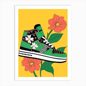 Women's Sneaker Green Bouquet: Petals and Elegance Art Print