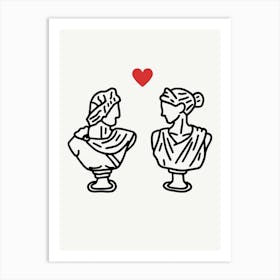 Couple In Love LGBTQIA+ Monoline Art Print