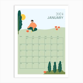 'Nature's calling' January 2024 Planner Art Print