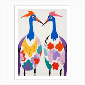 Colourful Kids Animal Art Crane 2 Art Print