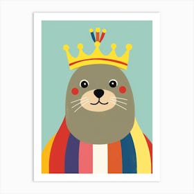 Little Sea Lion Wearing A Crown Art Print