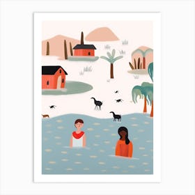Summer In India, Tiny People And Illustration 2 Art Print