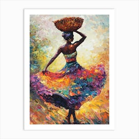 African Woman With Basket 19 Art Print