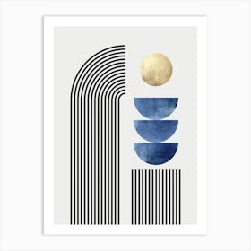 Circles lines and gold 5 Art Print