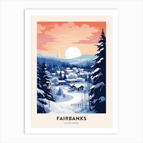 Winter Night  Travel Poster Fairbanks Alaska 1 Art Print
