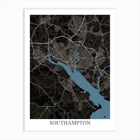 Southampton Black Blue Art Print
