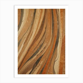 Abstract art with wavy brown and black lines Art Print