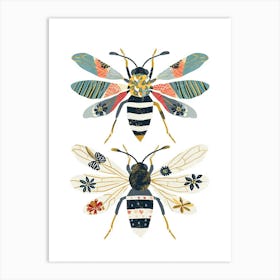 Colourful Insect Illustration Wasp 6 Art Print
