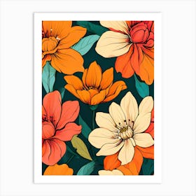 Seamless Floral Pattern 33 Art Print