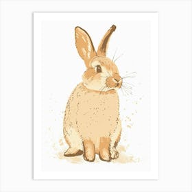 Tan Rabbit Nursery Illustration 3 Art Print