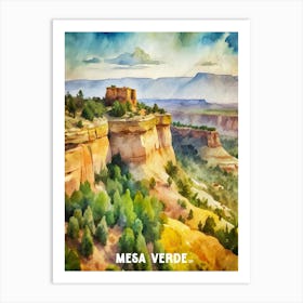 Mesa Verde National Park Colorado watercolor painting. Art Print