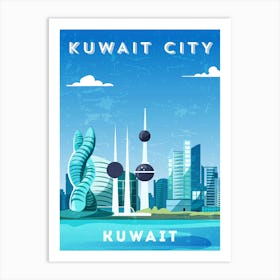 Kuwait City, Kuwait — Retro travel minimalist poster Art Print