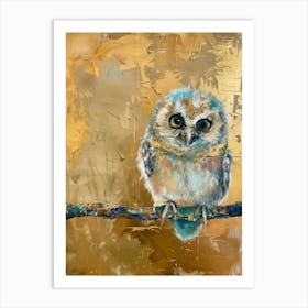 Baby Owl Gold Effect Collage 3 Art Print