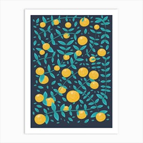 Lemons And Leaves Art Print