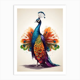 Colorful Peacock Art Print