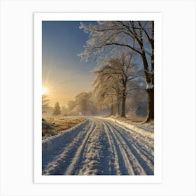 Snowy Road In Winter Art Print