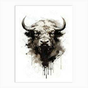 Aesthetic Abstract Watercolor Bison Art Print