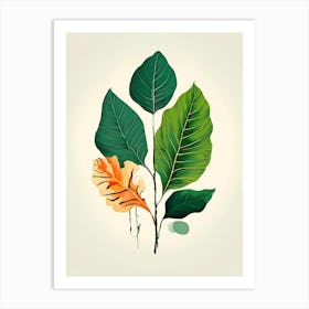 Illustration Of Leaves Art Print