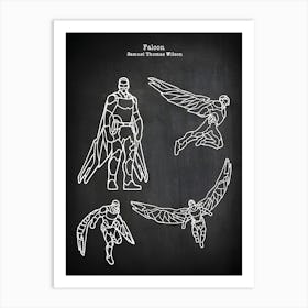 Falcon Character Diagram Comics Sam Wilson Falcon Falcon Comic Wall Art Movie Art Falcon Movie Decor Super Hero Decor1 Art Print