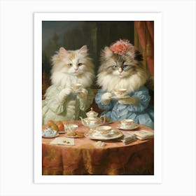 Two Cats At A Medieval Afternoon Tea 4 Art Print