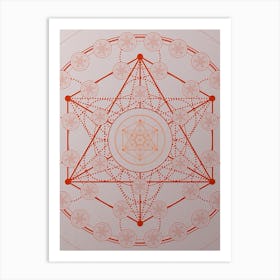 Geometric Abstract Glyph Circle Array in Tomato Red n.0217 Art Print