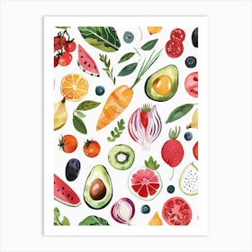 Fruits and vegetables Art Print