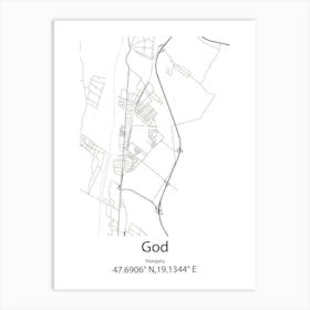 God,Hungary Minimalist Map Art Print