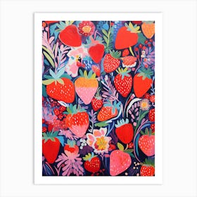 Abstract Strawberry Garden Art Print