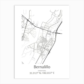 Bernalillo,United States Minimalist Map 1 Art Print