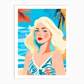 Blond Woman At The Beach Art Print