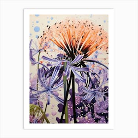 Surreal Florals Agapanthus 1 Flower Painting Art Print
