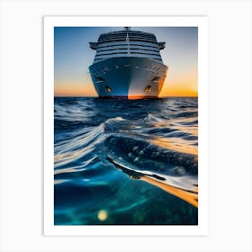 Cruise Ship At Sunset Art Print