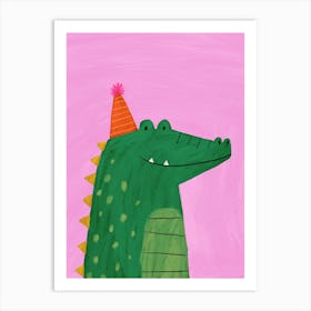 Crocodile In A Party Hat Art Print