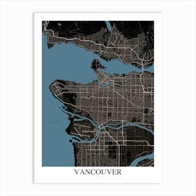 Vancouver Black Blue Art Print