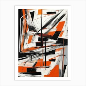 Abstract Orange And Black Painting Art Print