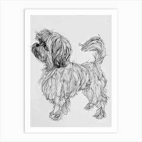 Lhasa Apso Dog Line Sketch 3 Art Print