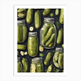 Pickles In Jars Seamless Pattern Art Print