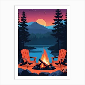 Campfire At Night Art Print