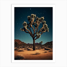  Photograph Of A Joshua Trees At Night  In A Sandy Desert 3 Art Print