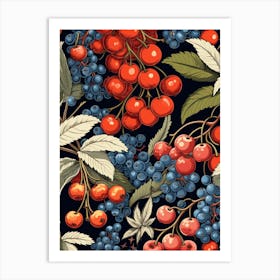 William Morris Style Christmas Botanical 1 Art Print