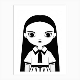 Wednesday Addams Line Art Illustration 3 Fan Art Art Print