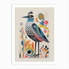 Colourful Scandi Bird Grey Plover 4 Art Print
