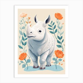 Baby Animal Illustration  Rhino 1 Art Print