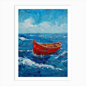 Red Boat In The Sea 7 Art Print