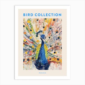 Peacock Paint Splash Portrait Poster Art Print