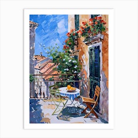 Balcony Painting In Dubrovnik 1 Art Print