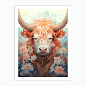 Cow With Flowers Art Print